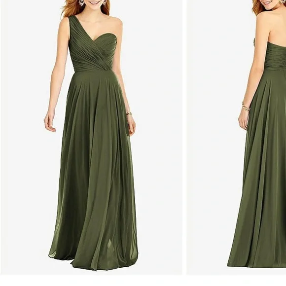 Dessy Collection Dresses | One-Shoulder Draped Chiffon Maxi Dress - Dani Dessy Group | Color: Green | Size: 4 | Cdelisserellen's Closet